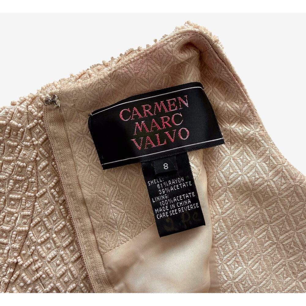 Carmen Marc Valvo Heavily Beaded Peplum Keyhole Vintage Y2K Top Size 8 - Picture 6 of 6